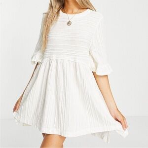 NWT Free People Take A Spin Tunic Babydoll Mini Dress in Ivory
